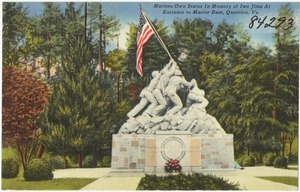 Marine Own Statue in memory of Iwo Jima at entrance to Marine Base, Quantico, Va.