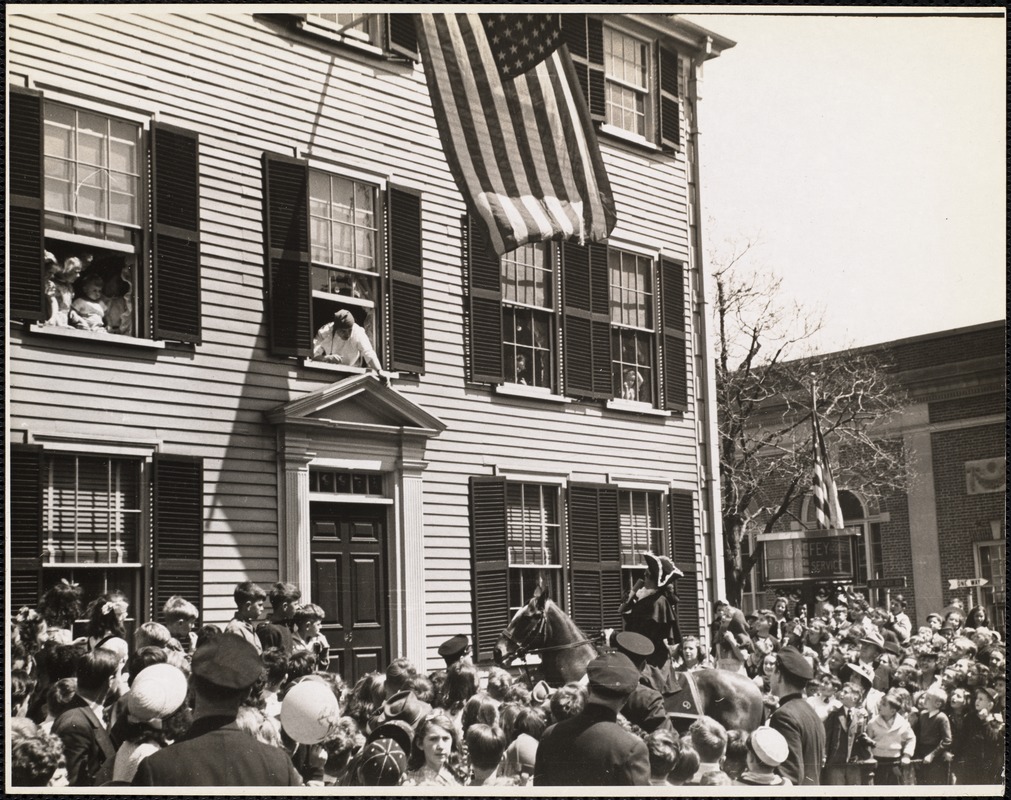 Paul Revere waking "Capt. Hall" - Capt. Hall home, Medford, Mass.