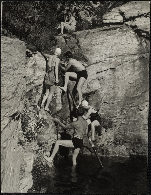 Enjoying a dip at the limestone quarries late Saturday afternoon