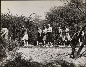 School girls going through the Arnold Arboretum