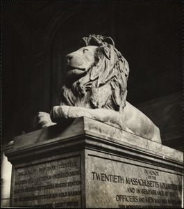 Stone lions of the stairway of the Boston Public Library