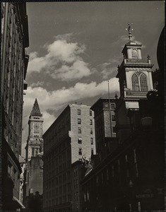 Boston. State Street from Wash. Street. At right is Old State House