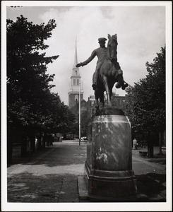 "New tower," Old No. Church, Boston. Statue of Paul Revere