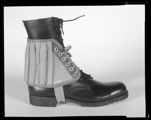 Side view, ankle weight spat w/ combat boot, ARIEM