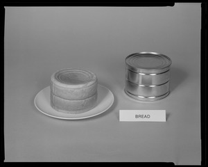 Food lab, a typical tray pack, bread - canned white bread