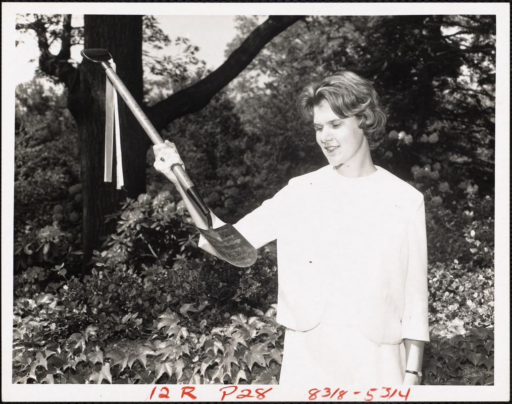 Mary Allen '63, senior class president, tree planting