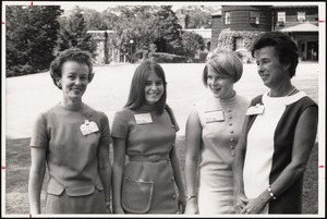 Mary Wall Davis '45; Marcia Best '70 (daughter of Mrs. Davis); Cindy Woods '70; Elizabeth Skinner Woods '45