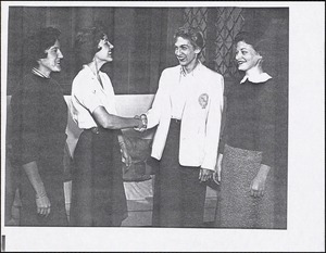 Left to right: Ann Gregg '59, Mary C. Booth '59, Mary Gregory '58, Fredericka Kirsch[?] '58