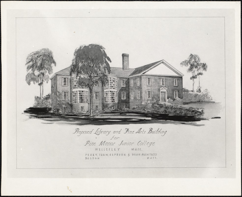 Proposed library and fine arts building for Pine Manor Junior College, Wellesley, Mass