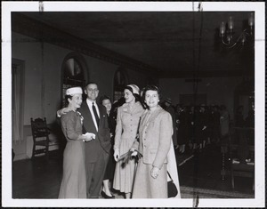 Seen congratulating Pres. & Mrs. Ferry at reception Becky (Stout) Underhill '50 & Jane (Sebring) Herrick '40