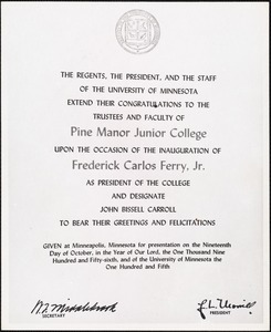 Inauguration of Pres. Ferry