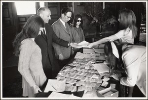 Registration desk in the Main House, Fathers' Weekend, May 1969