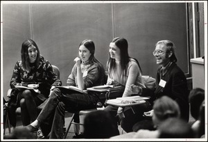 L. Matthiessen '73, E. Parker '73, C. McClure '73, Mr. Cottin. Humanities course - seminar