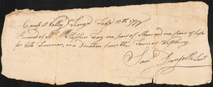Receipts for Donated Clothing Sent to Soldiers at Valley Forge, 1777-1778