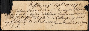 Promissory Notes Issued by the Town, 1776-1779