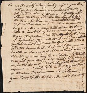 Letter Regarding Payment of the Continental Tax, 1782