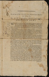 Calls for Soldiers by the State of MA, 1776-1780