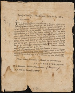 Calls for Supplies by the State of MA, 1775-1780