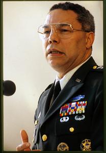 Cambridge, MA Harvard U 1993: Gen Colin Powell speaks at commencement