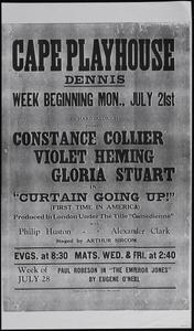 Richard Aldrich presents Constance Collier, Violet Heming, Gloria Stuart in "Curtain Going Up!" (first time in America)