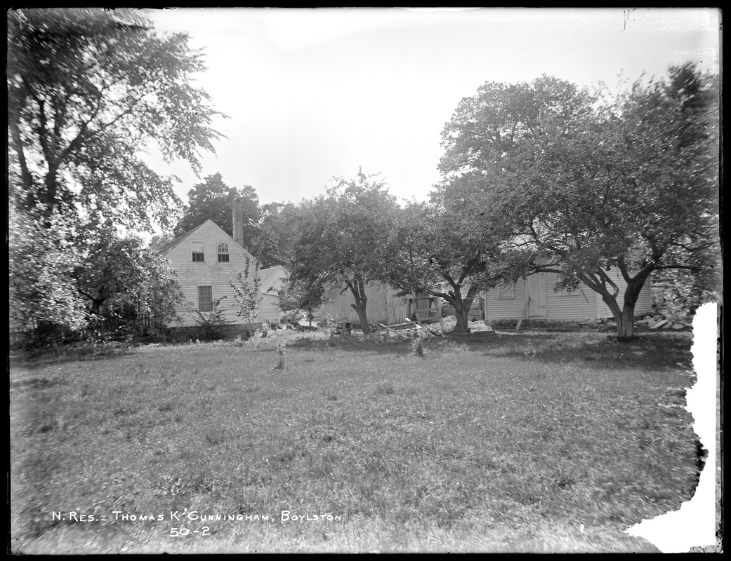 Wachusett Reservoir, Thomas K. Cunningham's buildings, from the northeast, Boylston, Mass., Jul. 16, 1896