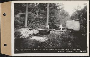 Beaver Brook at weir below Pepper's mill pond dam, Ware, Mass., 8:20 AM, Jun. 11, 1936