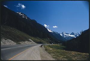 Road going through hills and mountains, British Columbia