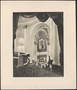 Interior view of Boston Opera House, view of lobby from staircase