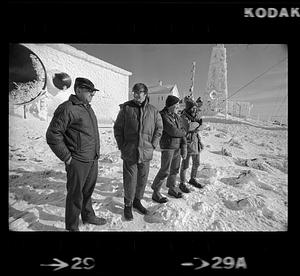 Mount Washington weather station and TV station personnel in winter, New Hampshire