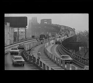 Mystic River Bridge construction & traffic, downtown Boston