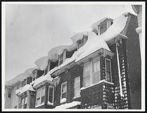 Heavy Snow on House Roofs on Lexington St. - East Boston