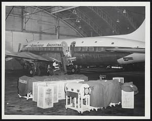 Loading Iron lungs and bed for Argentina at Eastern Airlines hanger East Boston