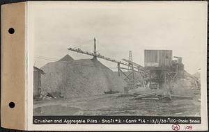 Contract No. 14, East Portion, Wachusett-Coldbrook Tunnel, West Boylston, Holden, Rutland, crusher and aggregate piles, Shaft 2, Holden, Mass., Dec. 1, 1930