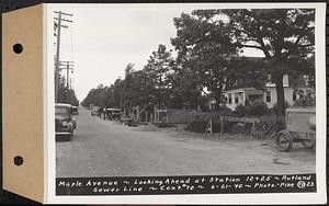 Contract No. 70, WPA Sewer Construction, Rutland, Maple Avenue, looking ahead at Sta. 12+25, Rutland Sewer Line, Rutland, Mass., Jun. 21, 1940