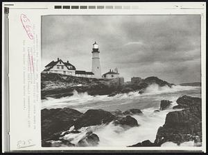 One of Four Photos in News-Picture Package By Eddie Adams On The Lighthouse Keeper. His day begins 15 minutes before sunset.