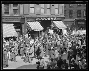 A crowd of people at a protest, North End