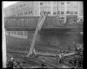 Debris which has fallen onto railroad tracks