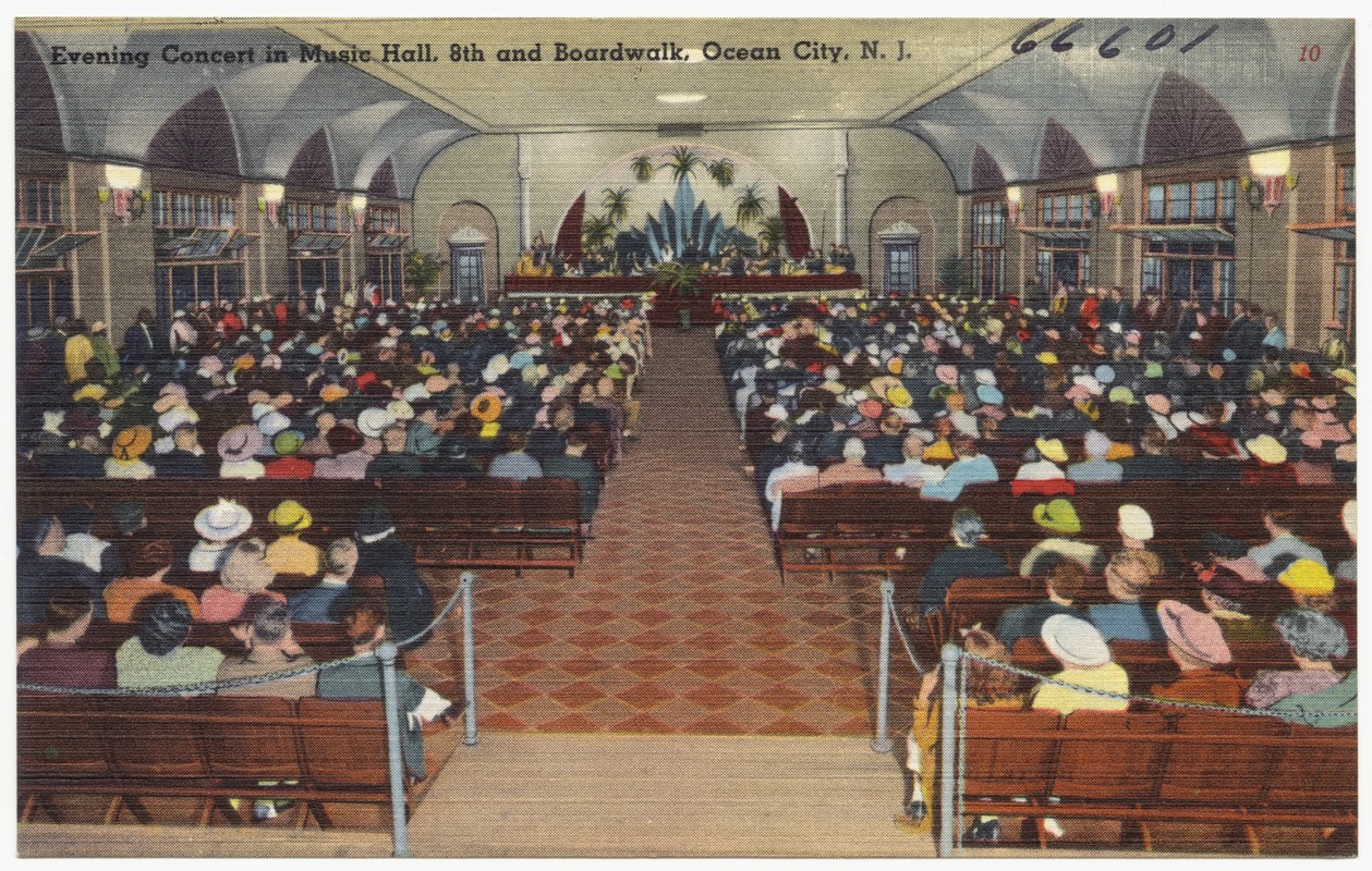 Evening concert in music hall, 8th and Boardwalk, Ocean City, N. J.