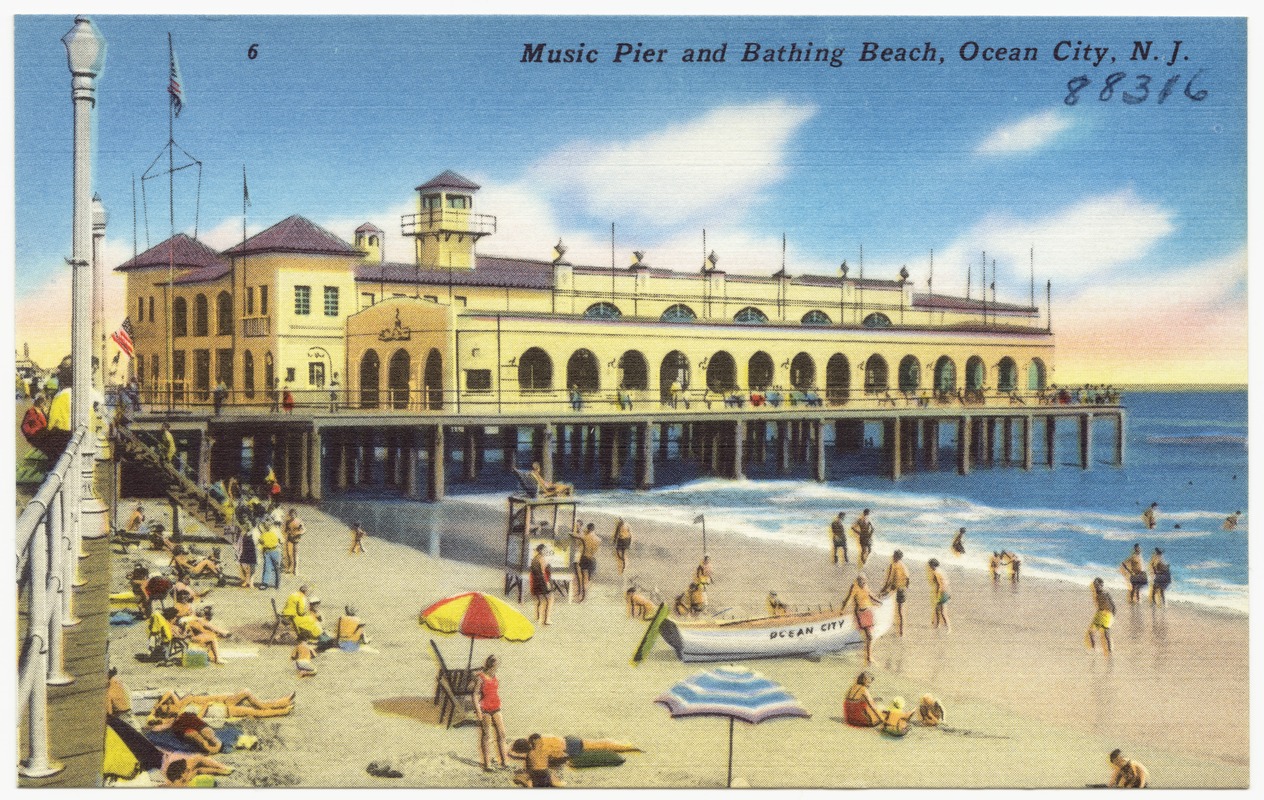 Music Pier and bathing beach, Ocean City, N. J.