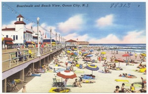 Boardwalk and beach view, Ocean City, N. J.