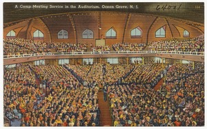 A camp meeting service in the auditorium, Ocean Grove, N. J.
