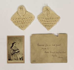 Portrait and Leaves (textiles) for a bed quilt, 1885
