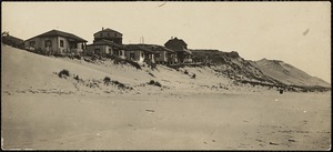 View of Ballston Beach cottages from the beach, about 1909.