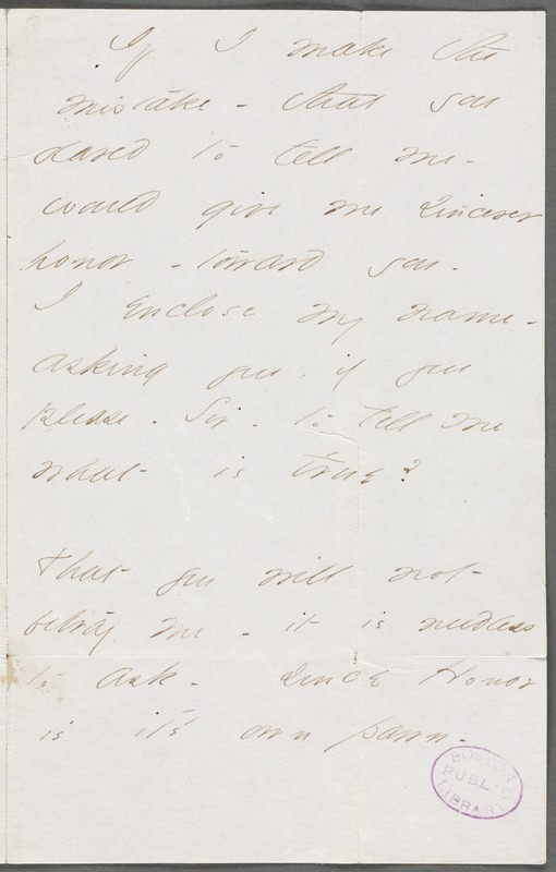 Emily Dickinson, Amherst, Mass., autograph letter to Thomas Wentworth Higginson, 15 April 1862