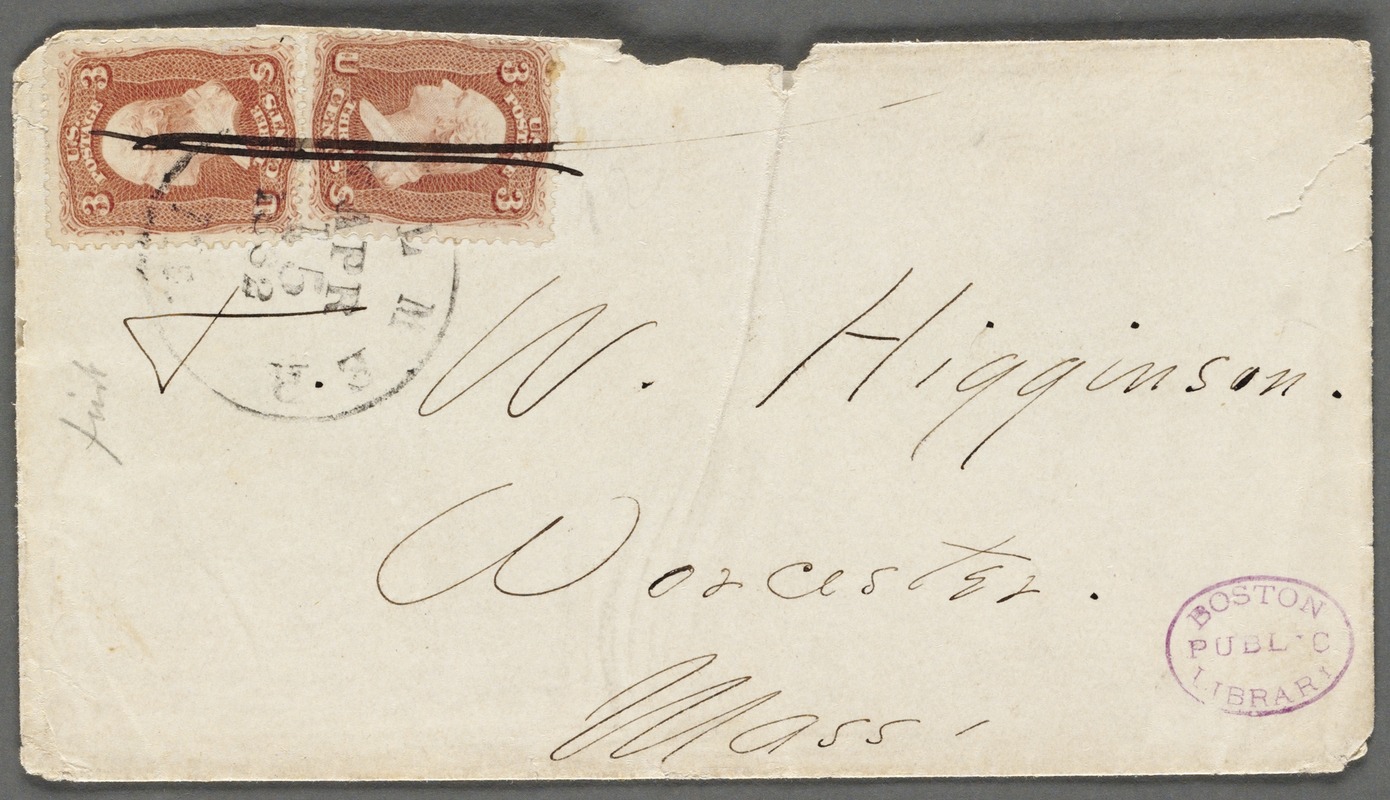 Emily Dickinson, Amherst, Mass., autograph letter to Thomas Wentworth Higginson, 15 April 1862