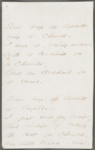 Emily Dickinson, Amherst, Mass., autograph manuscript poem: Some keep the Sabbath going to church, 1862