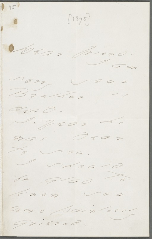 Emily Dickinson, Amherst, Mass., autograph letter signed to Thomas Wentworth Higginson, March 1872