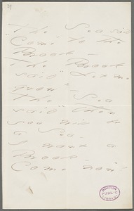Emily Dickinson, Amherst, Mass., autograph manuscript poem: The Sea said "Come" to the Brook, 1872