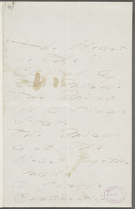 Emily Dickinson, Amherst, Mass., autograph manuscript poem: The Heart is the Capital of the Mind, 1876