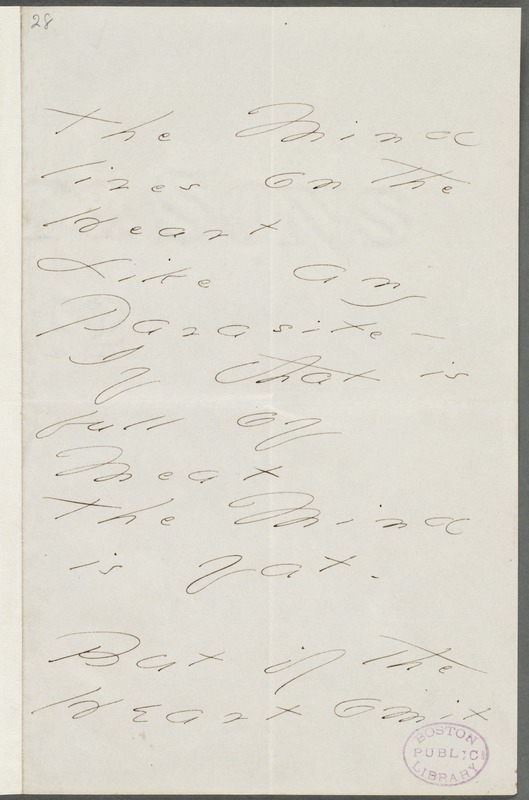 Emily Dickinson, Amherst, Mass., autograph manuscript poem: The Mind lives on the Heart, 1876
